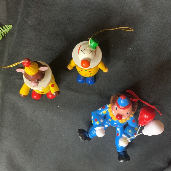 Set of 3 vintage hand painted wood clowns - Picture 9 of 10